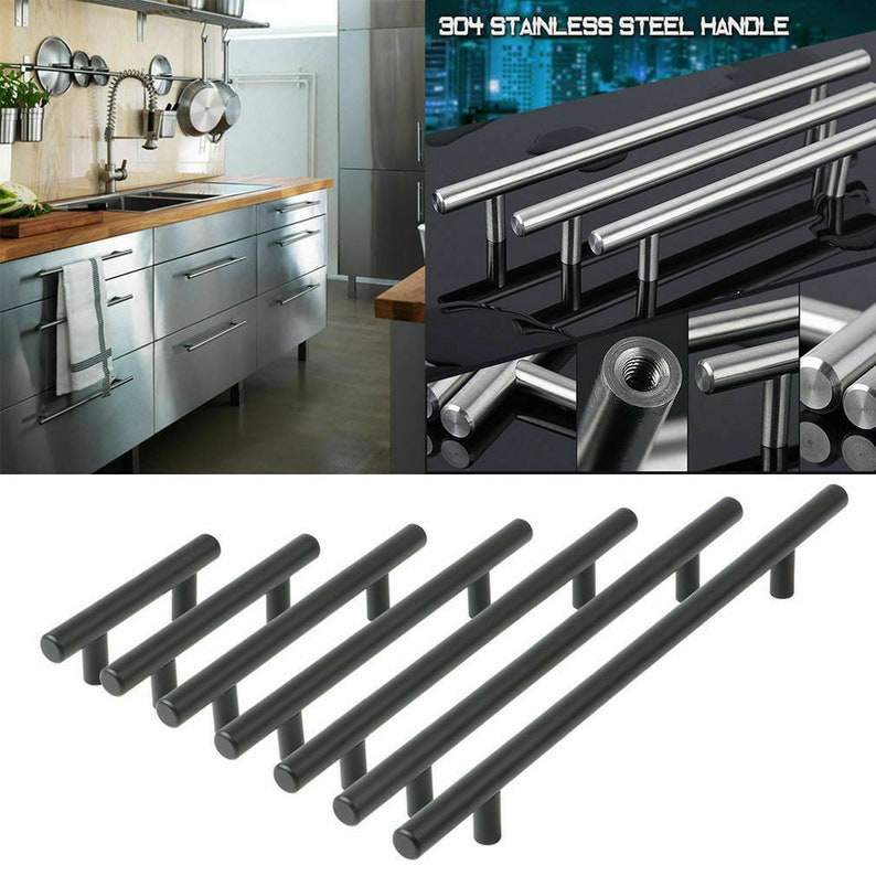 Brushed Nickel Drawer Pulls and Knobs Black Pulls T Etsy