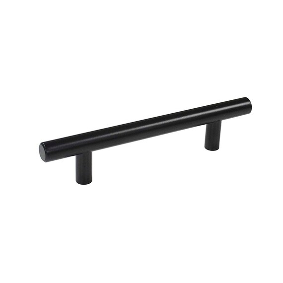 Black 4 Inch Cabinet Handles Kitchen Cabinet Pulls Round Etsy