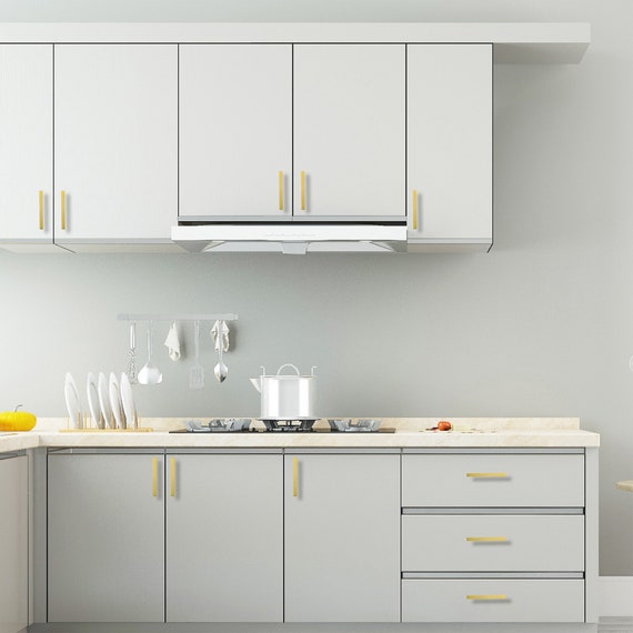 Goldenwarm Cabinet Pulls Brass Kitchen Cabinet Handles Brushed Stainless  Steel Cabinet Handles