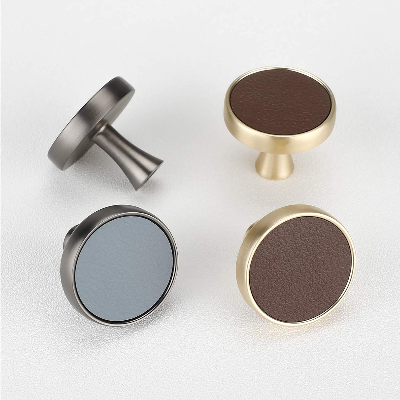 Boutons de tiroir en cuir boutons darmoire en nickel brossé Etsy