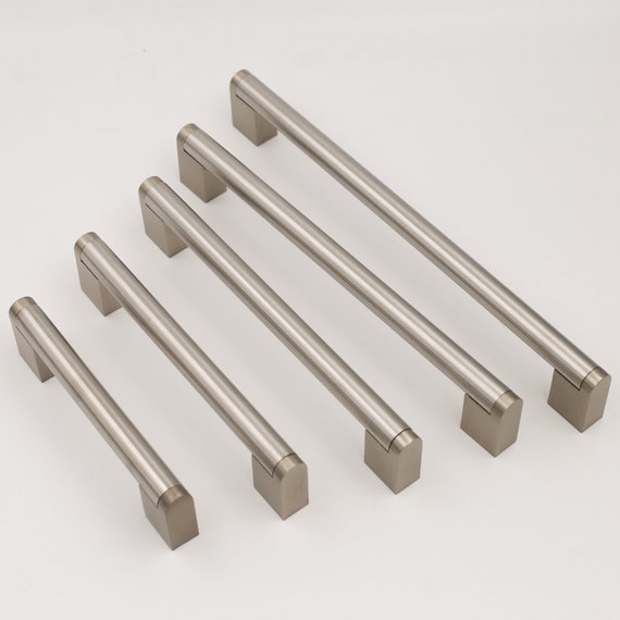 Brushed Nickel Cabinet Pulls Handles Stainless Steel Square Etsy