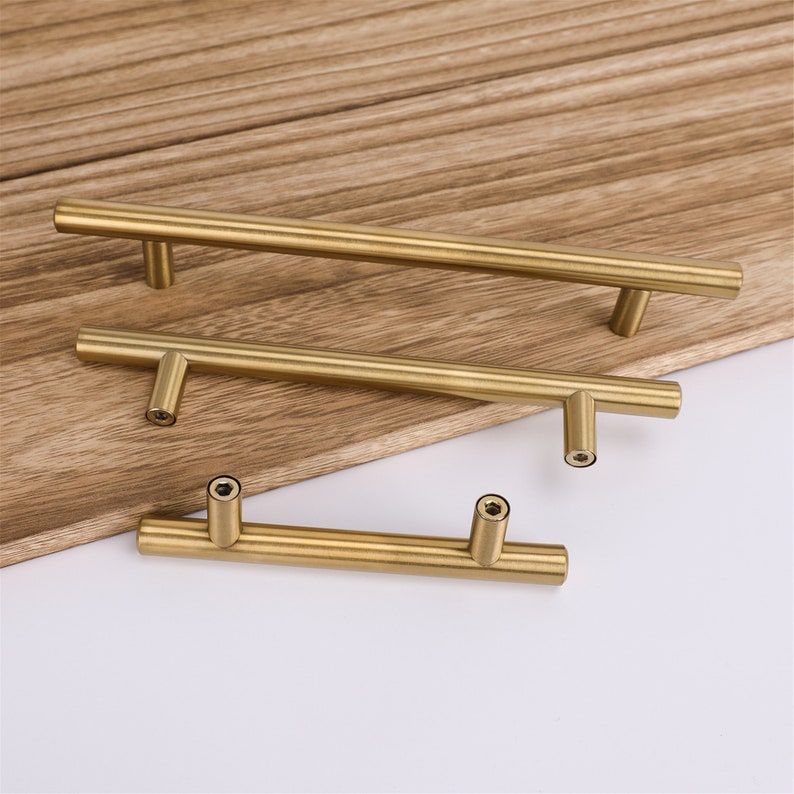 Handmade Brushed Gold Cabinet Pulls Handles, Kitchen Cabinet Pull, Furniture Hardware, Drawer Handles, Dressers Furniture for Bedroom image 1