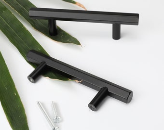 Handmade Black Solid Detachable Drawer Pull and Knobs, Modern Kitchen Drawer Pulls, Cabinet Hardware, Drawer Handles