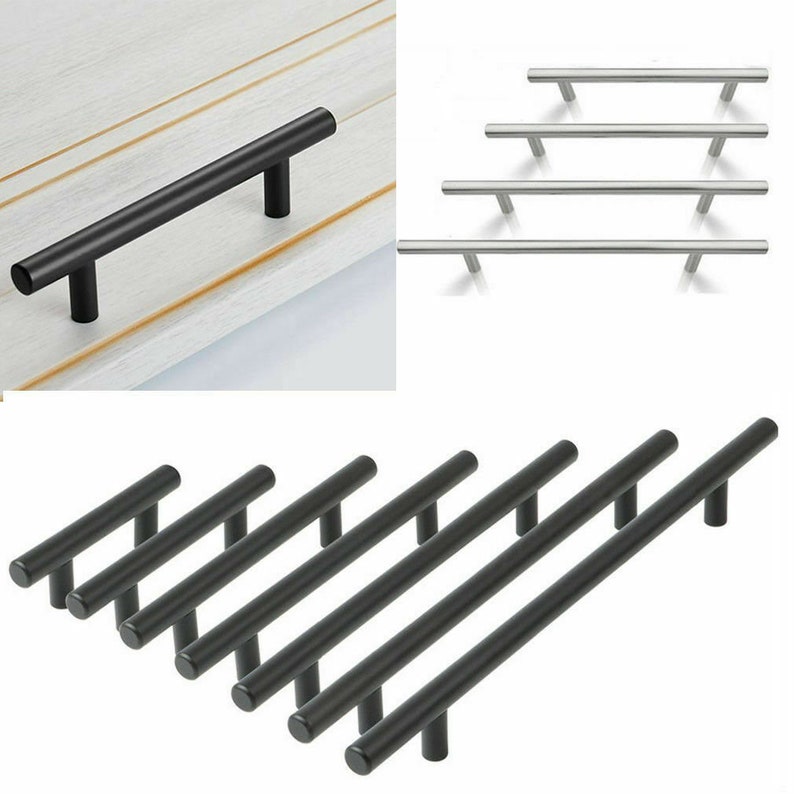 Brushed Nickel Drawer Pulls and Knobs Black Pulls T Etsy