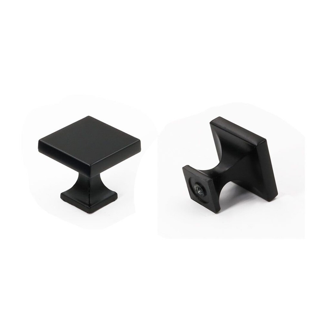 Drawer Knobs, Black Knobs, Square Solid Dresser Knobs, Modern