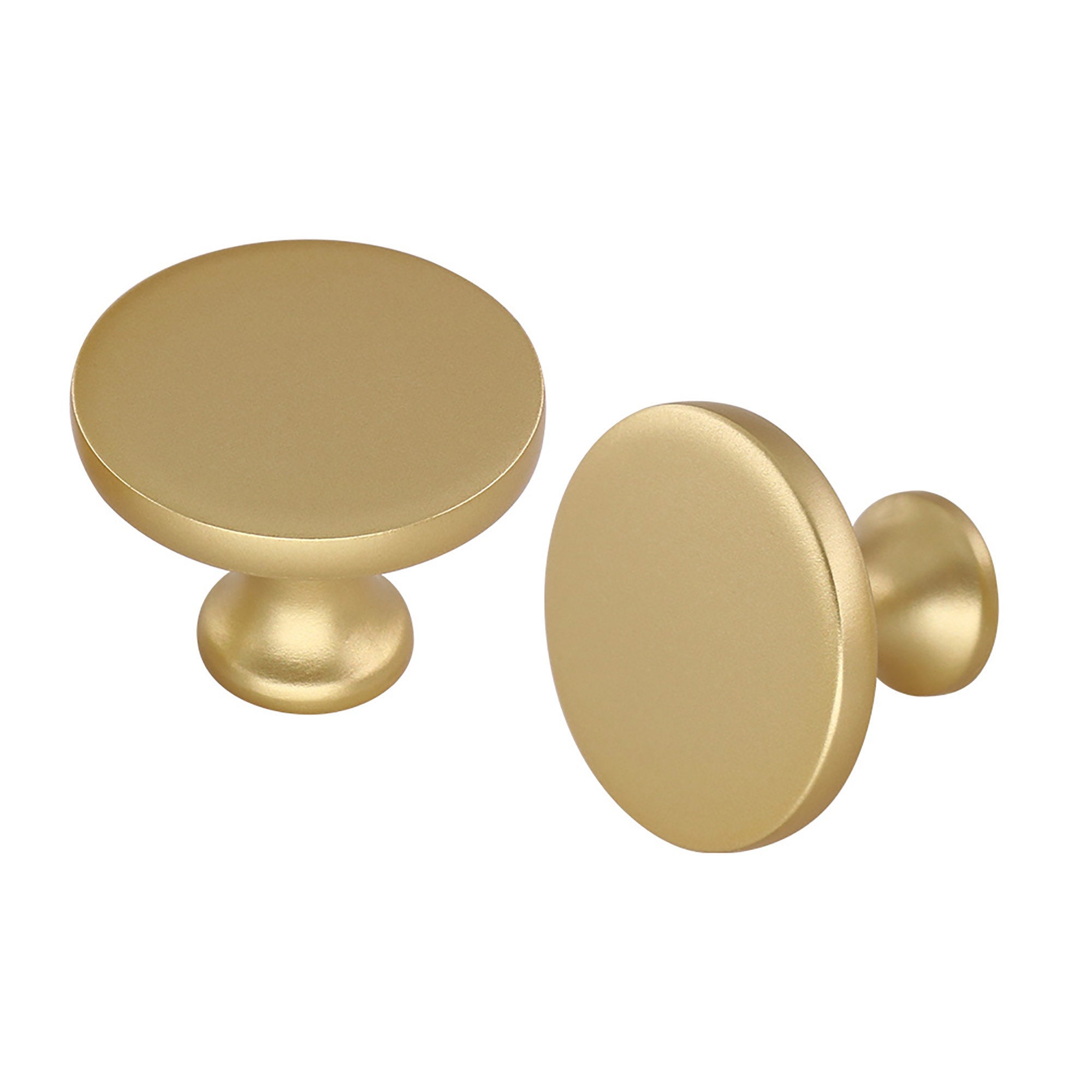 Dresser Drawer Knobs Brushed Brass Round Drawer Knobs Etsy