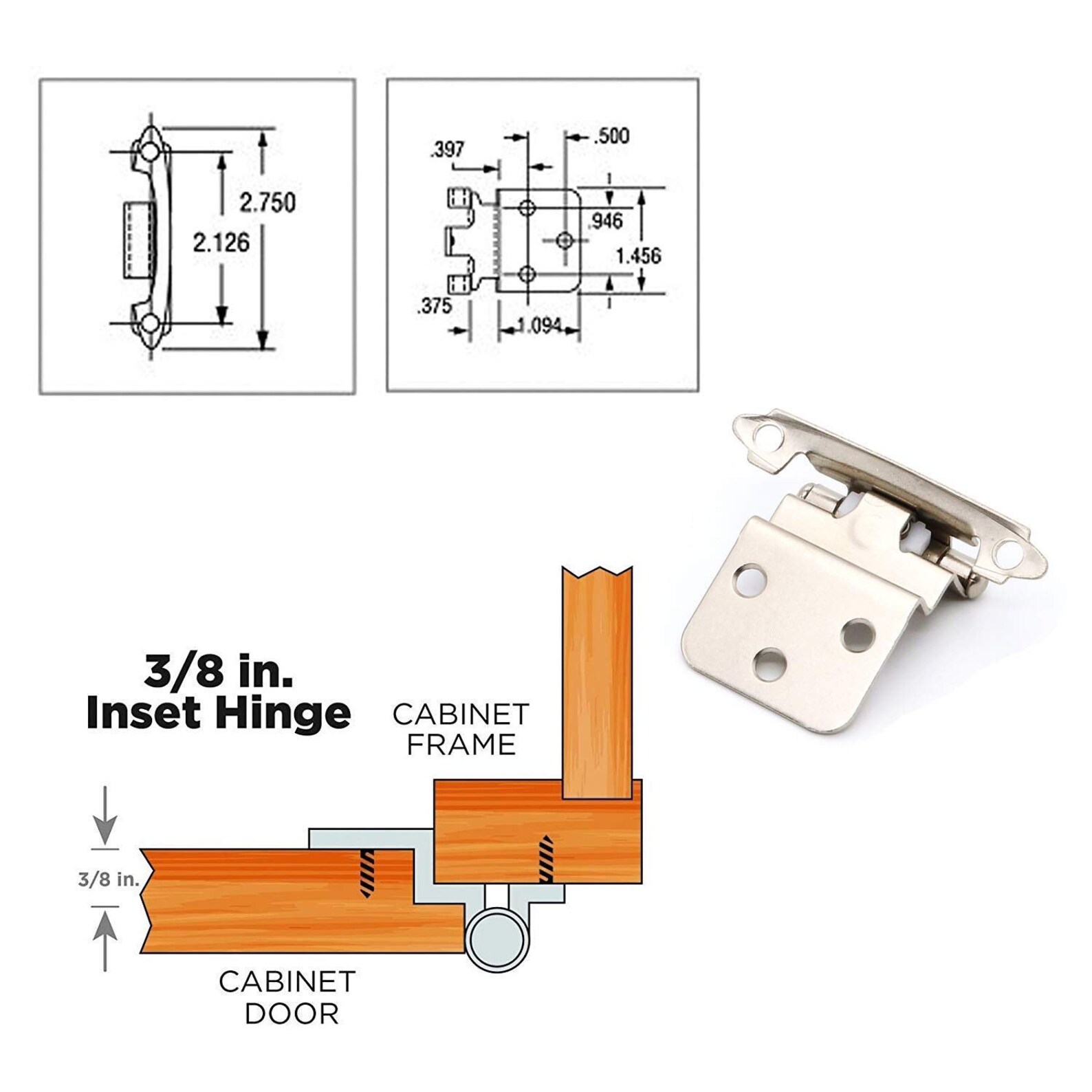 3/8 Inset Black Hinges Face Mount Self Closing Etsy Canada