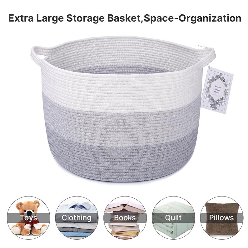 Dreifarbiger Grauer Aufbewahrungskorb XXLarge Baumwollseil | Etsy