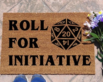 Roll for Initiative Coir Doormat, Dungeons and Dragons, D20 Dice