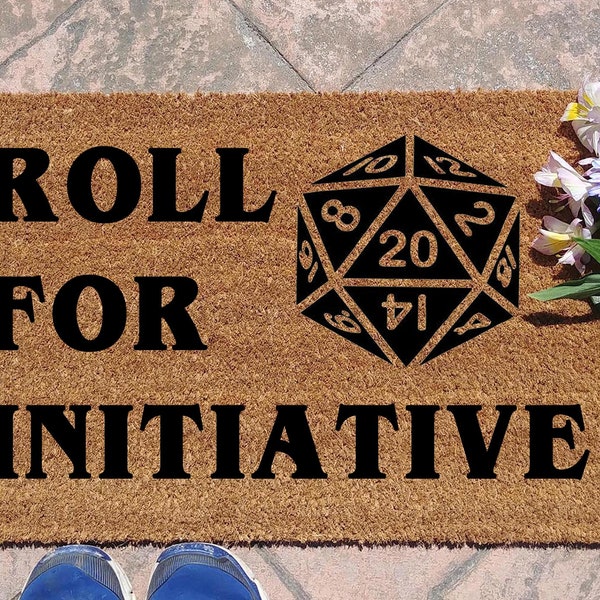 Roll for Initiative coir doormat, housewarming gift, wedding gift, funny doormat, dungeons and dragons, d20, dice
