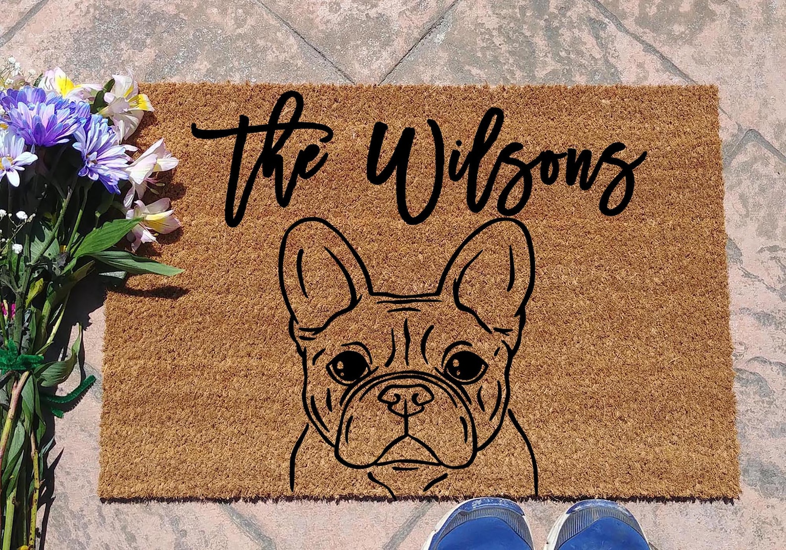 French bulldog personalized door mat coir doormat Etsy