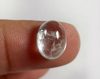 Oval Aquamarine Cabochon, Loose Gemstone (8x11x5mm)