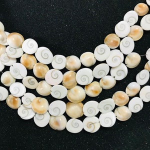 Natural Shiva Shell Round Bead – Shiva Shell Bead - 8&quot; Beaded Strand - Shiva Shell Beads – Natural Round Shell Beads – Gemstone Smooth Beads