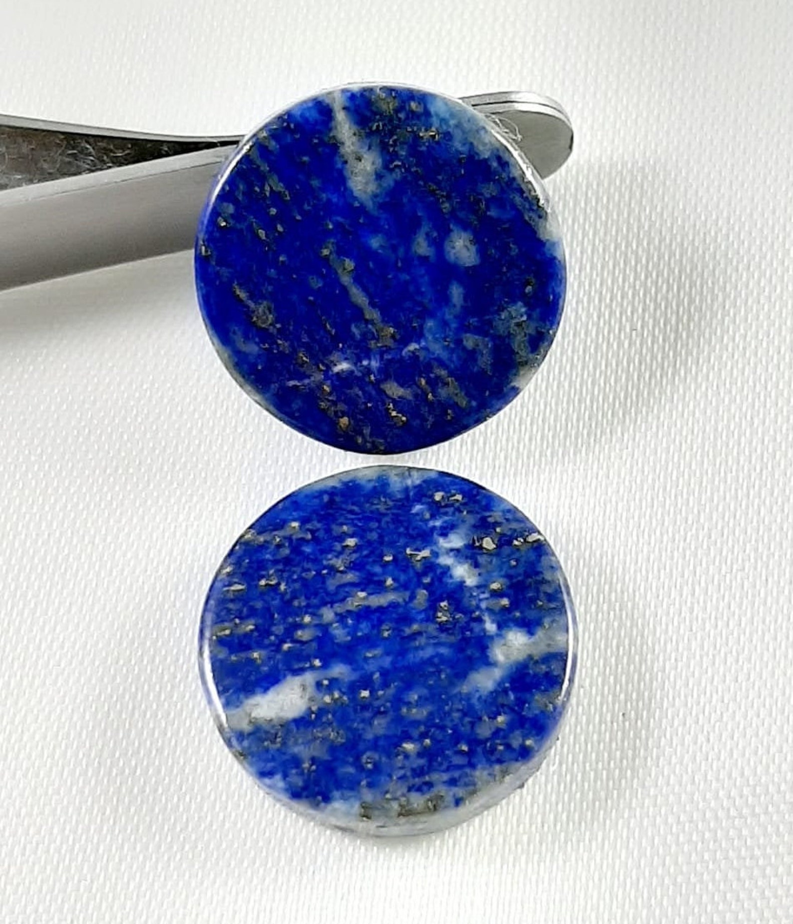 Lapis Lazuli Cabochon Round Gemstone 2 Pieces Pair Non Etsy