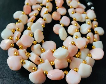 Pink Opal Gemstone Cabochon Beads, Jewelry Making, 8 Inch