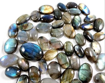 Oval Labradorite Cabochons, Gray Gemstone for Jewelry Making