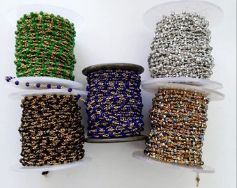 Gold/Silver Plated Rosary Chain - Faceted Hydro Rondelle Beads