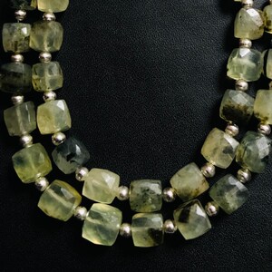 7 - 9 Approx Size Beads, Natural Green Prehnite Gemstone Beads, Natural Gemstone Beads Jewelry, Cube Box 3D Bead, Faceted Prehnite Beads