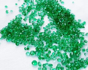Faceted Round Cut Natural Emerald Gemstone, Calibrated Green Stone (2mm-5mm)