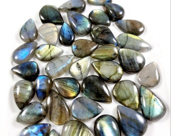 Flashy Labradorite Pear Cabochon, Loose Gemstone for Jewelry Making