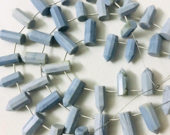 Natural Blue Opal Pencil Gemstone Beads, Faceted Jewelry Making, 8 Inch