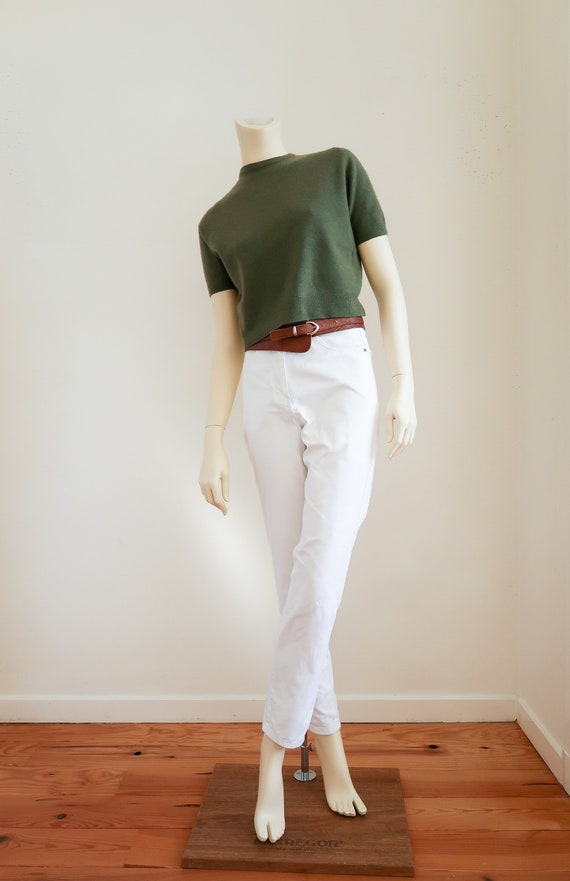 white high waisted straight leg jeans