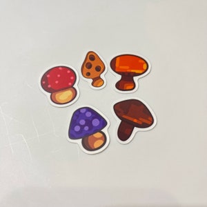 Stardew Valley Miniature Mushroom Stickers Pack, Stardew Valley Stickers, Mushroom Stickers, Gaming Stickers