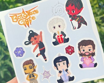 Chibi Baldur’s Gate 3 Characters Sticker Sheet, Astarion Sticker, Gale Dekarios Sticker, Baldur’s Gate 3 Sticker