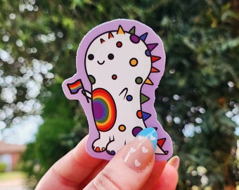 Naklejka LGBTQ+ Dinosaur Pride, tęczowa naklejka gejowska i różnorodna