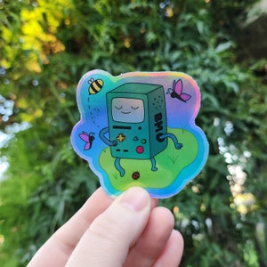 BMO Dancing Holo Sticker, Adventure Time Sticker, Pop Culture Sticker, Fun Sticker, Cute Sticker, Holo Sticker, Cute Sticker