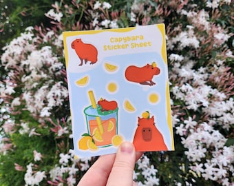 Capybara Sticker Sheet, Capybara Sticker, Animal Sticker, Cute Sticker, Cute Capybara, Cute Sticker Sheet, Fun Sticker Sheets