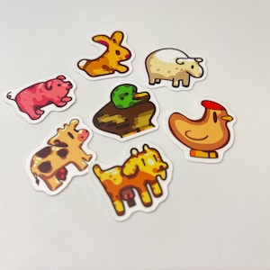 Stardew Valley Miniature Animal Stickers Pack, Stardew Valley Stickers, Farm Animal Stickers, Gaming Stickers