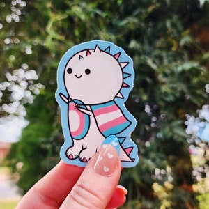 Sticker dinosaure transgenre fierté, Sticker trans, Sticker fierté, Stickers LGBTQ+, Stickers arc-en-ciel, Stickers Pride Vibes, Sticker diversité