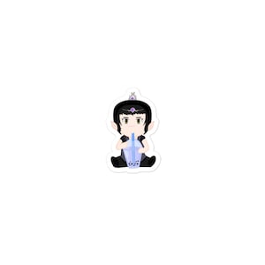 Black Hair Shadowheart Boba Tea Bubble-free stickers, Shadowheart Sticker, Baldues Gate 3 Sticker, BG3 Sticker