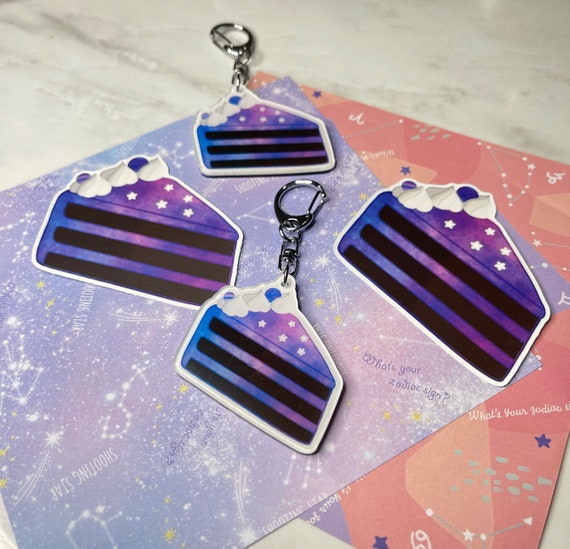 Galaxy Cake Keyring, Cake Dessert Keyring, Dessert Keyring, Galaxy