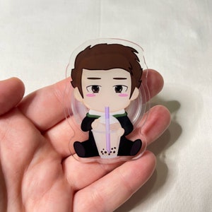 Bubble Tea Chibi Sebastian Sallow Acrylic Phone Grip, Hogwarts Legacy Phone Grip