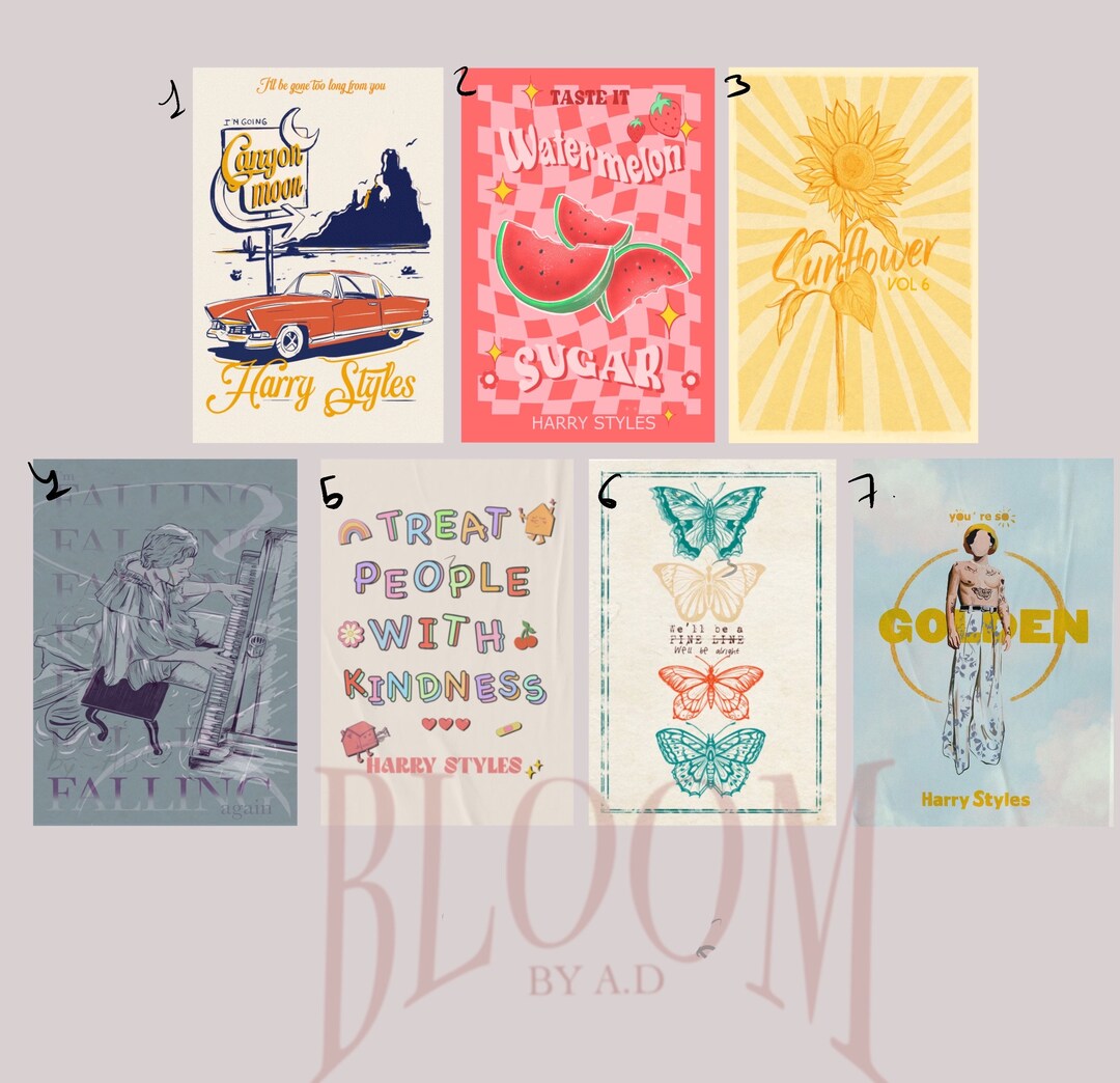 Harry Styles Fine Line Songs / Sunflower/ Watermelon/ Canyon - Etsy