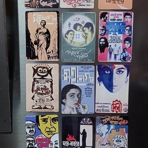 Official 12 Metal Mini Posters from Satyajit Ray Movies Cinema Magnetic Fridge Magnet Home Decor Indian Bollywood Sonar Kella