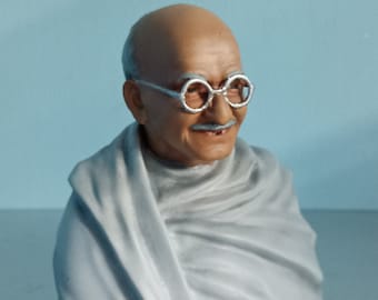 4&quot; Mahatma Gandhi Bapuji Bust India Painted Unpainted - Custom 3D Printed Figure Model Statue