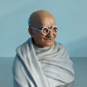 4&quot; Mahatma Gandhi Bapuji Bust India Painted Unpainted - Custom 3D Printed Figure Model Statue
