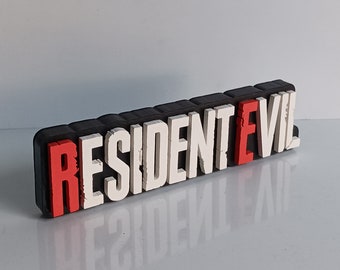 20cm Resident Evil Logo 3D Sign Shelf Display 3D Printed Hand Painted Home Decor