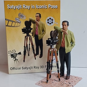 Scale 1:12 Official Satyajit Ray Iconic Pose with Vintage Movie Camera Replica Merchandise 3D figure Model Indian Director Bollywood Statue
