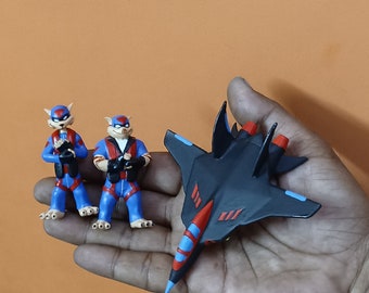 57mm Cartoon Cats Space Ship Air Turbo Jet Plane 3D Miniature Tabletop Figure Statue Model