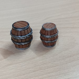 Miniatur Holzfass 28 mm Maßstab Mittelalter | 3D gedrucktes Diorama | Unbemaltes & Handbemaltes Tabletop Spiele Zubehör | Fantasy Requisiten