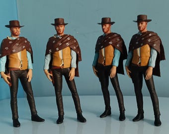 6inch Cowboy Clint Eastwood Scale 1:12 Wild West 3D Model Statue Figure Painted