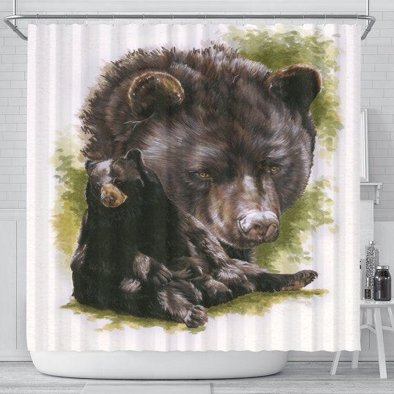 Black Bear Shower Curtain Etsy