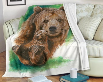 New Grizzly Bear Sherpa Plush Throw Gift Blanket Growl Bears Southwest Chicago 