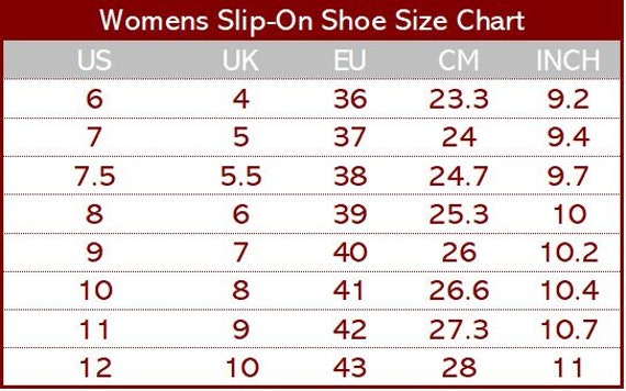 Mk Size Chart Shoes