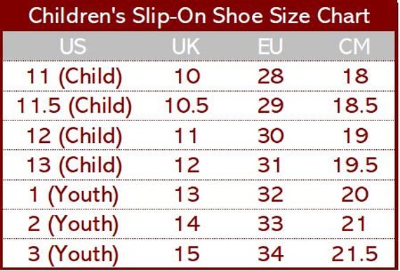 Vans Youth Shoe Size Chart