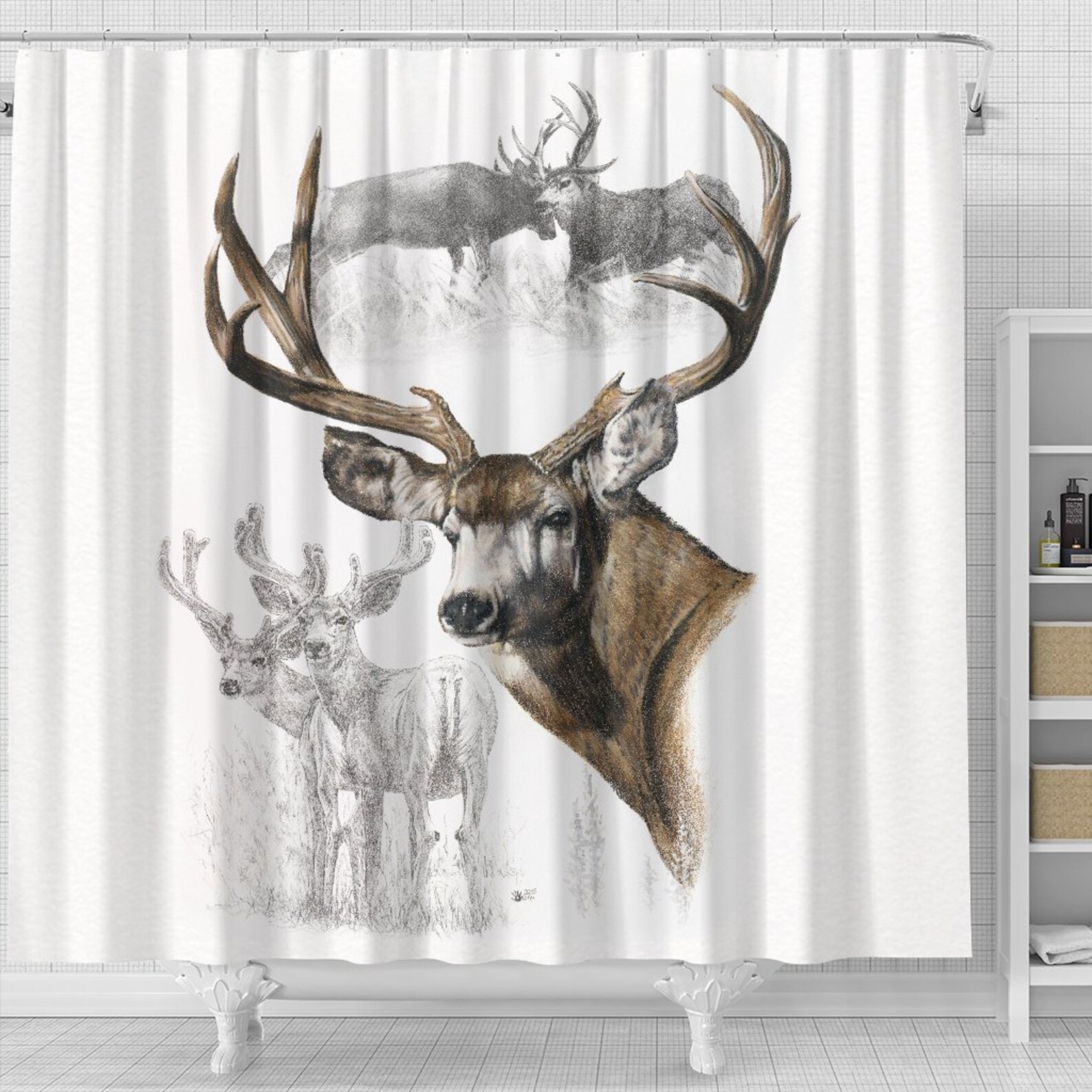 Mule Deer Shower Curtain Etsy